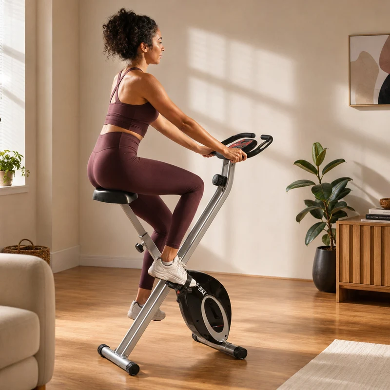Cyclette pieghevole Ultrasport F-Bike – 8 livelli di resistenza – Display LCD – Misurazione della frequenza cardiaca – Nero/Argento