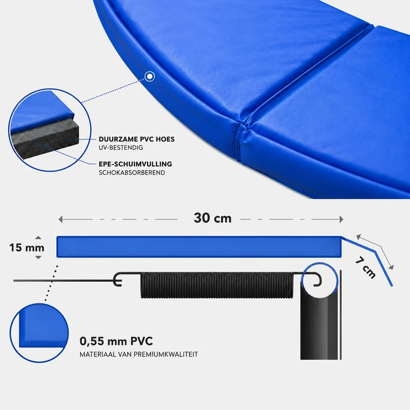 Bordo per trampolino Ultrasport 305 cm - Bordo protettivo per trampolino - Blu