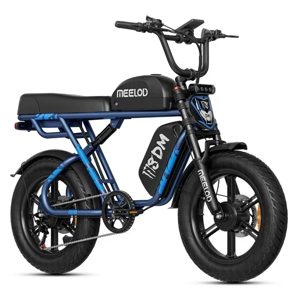 MEELOD M8DM 20" Retro Moped Style Electric Bike 1200W*2 Dual Motors 48V 32Ah Battery