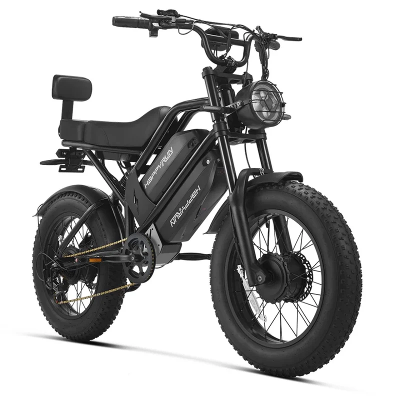 HAPPYRUN G70 Pro 20" Electric Cargo Bike 5000W Peak Dual Motor 48V 15Ah+18Ah Dual Batteries