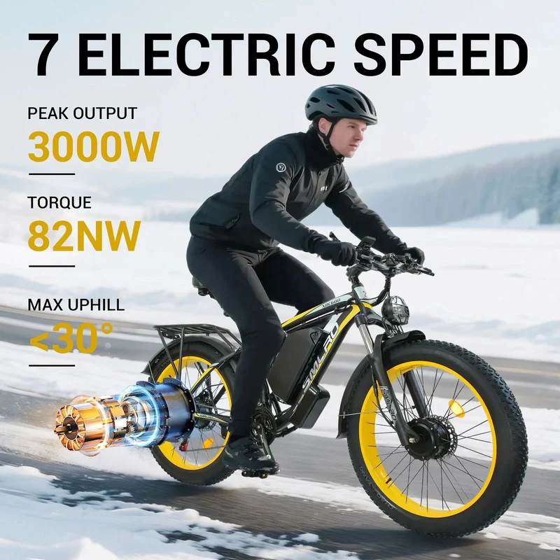 ORLMS XDC600 26" Off-road Electric Bike Dual Motor 2000W 52V 30Ah Battery