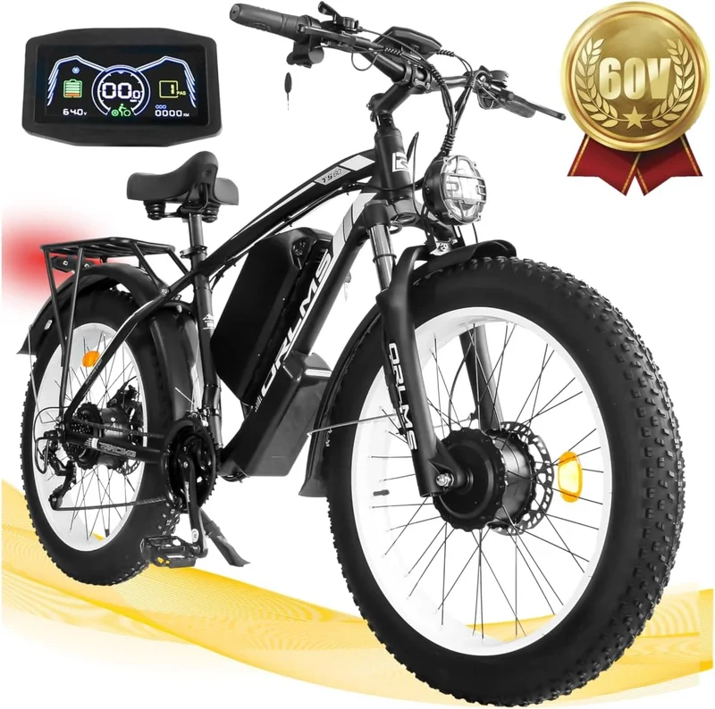 ORLMS TS60 26"Fat tire E-Cross Bike 2000W Dual Motors 60V 25Ah Battery