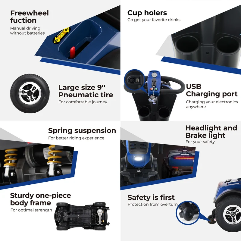 SWEETRICH MAX PLUS 9" 4 Wheel Electric Mobility Scooter 300W Motor 24V 20Ah Battery (German Version)
