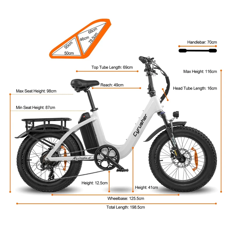 CYRUSHER Rumble 20" Step-through Electric Bike 500W Motor 48V 18Ah Battery