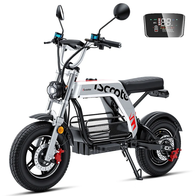 iScooter DX5Pro Electric Scooter with Seat & Large Basket - Moped Style