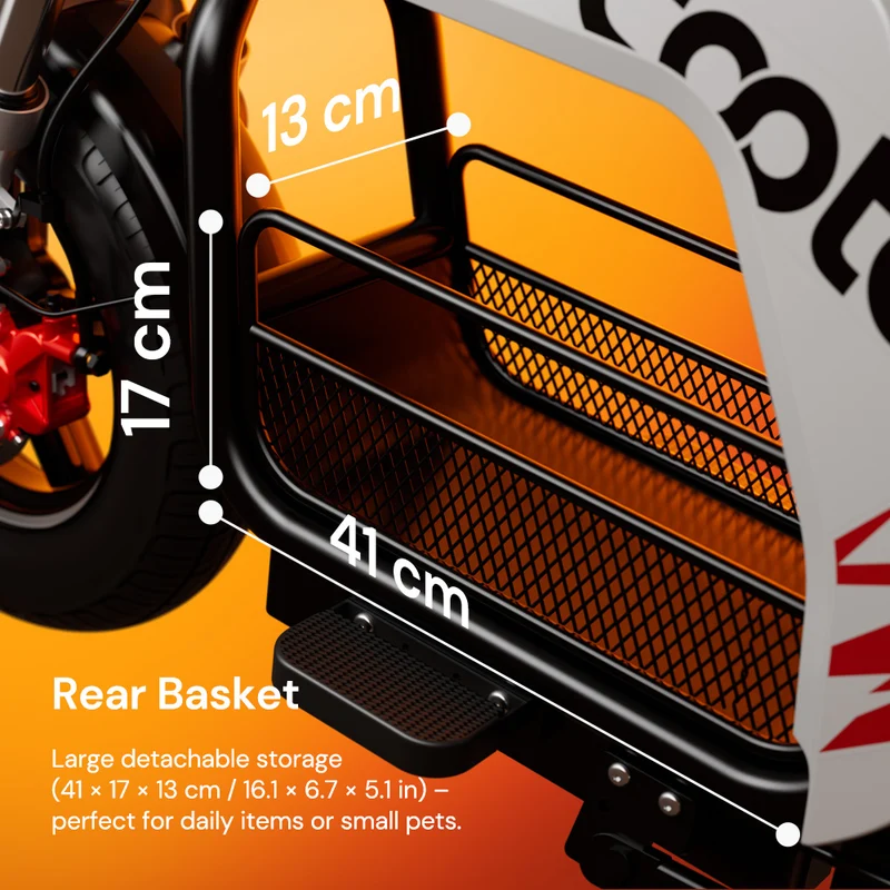 iScooter DX5Pro Electric Scooter with Seat & Large Basket - Moped Style