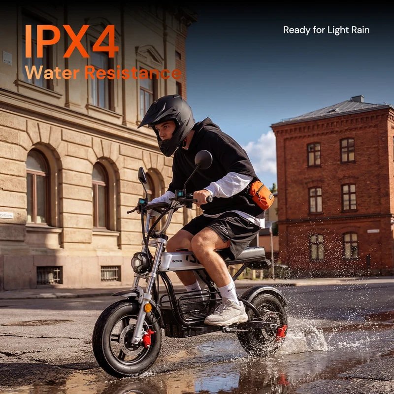 iScooter DX5Pro Electric Scooter with Seat & Large Basket - Moped Style