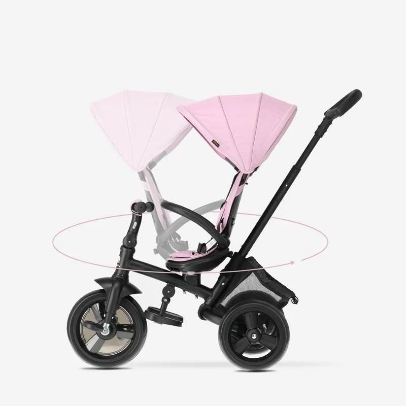 Triciclo Explorer Luxe con manubrio - Pieghevole con cestino rosa