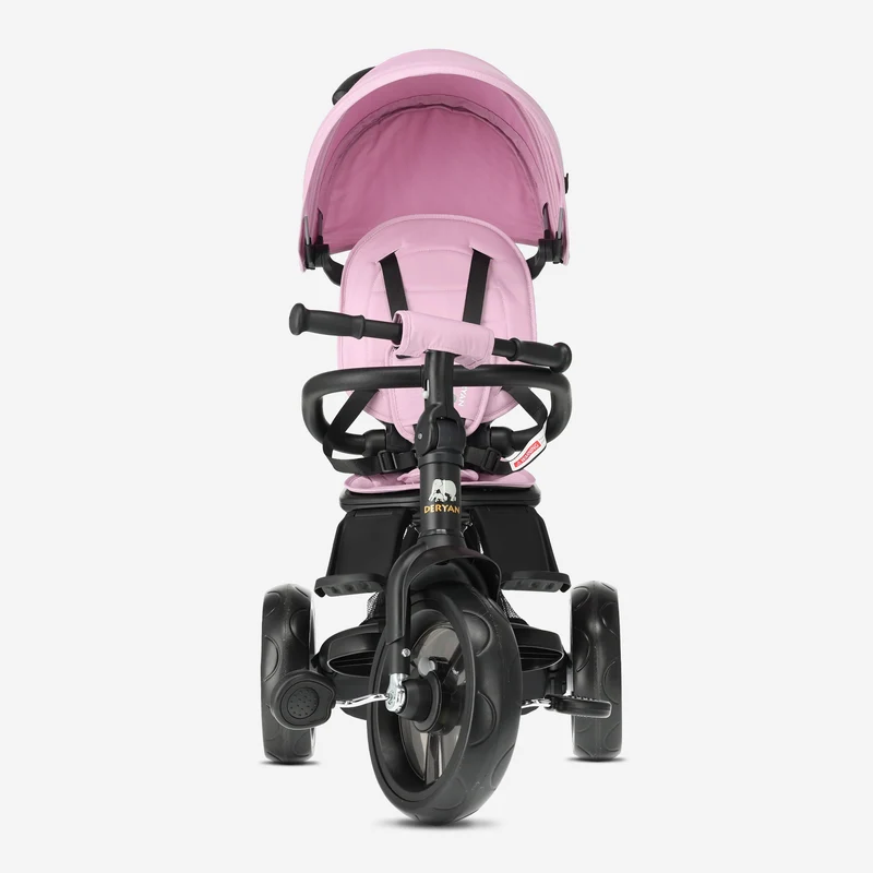 Triciclo Explorer Luxe con manubrio - Pieghevole con cestino rosa