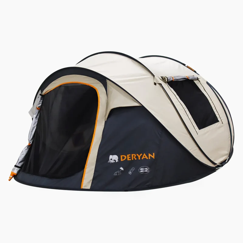 Tenda pop-up di lusso - Colonna d'acqua 8000 mm - Colore sabbia - 4 persone