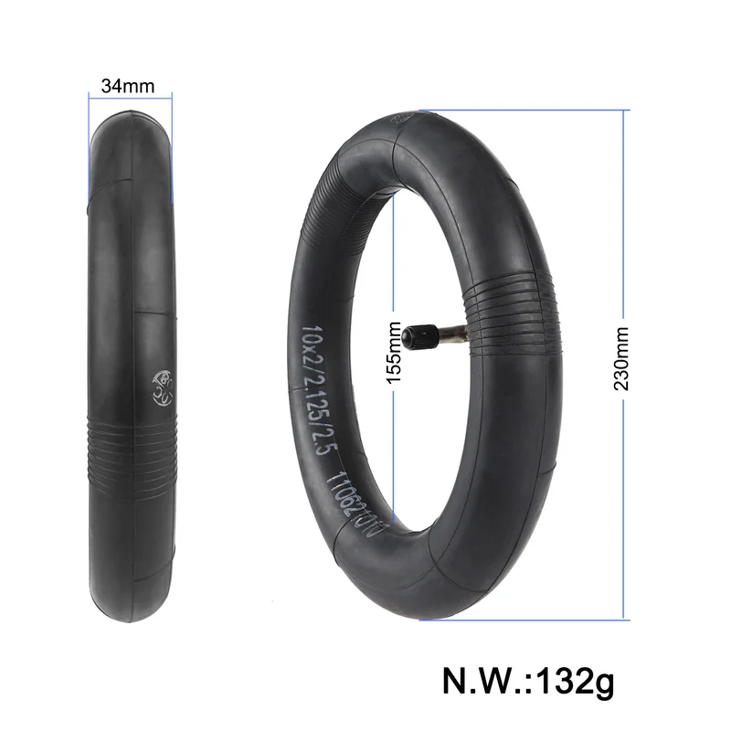 Camera d'aria 10x2.125 pollici Valvola curva 90° per monopattini elettrici