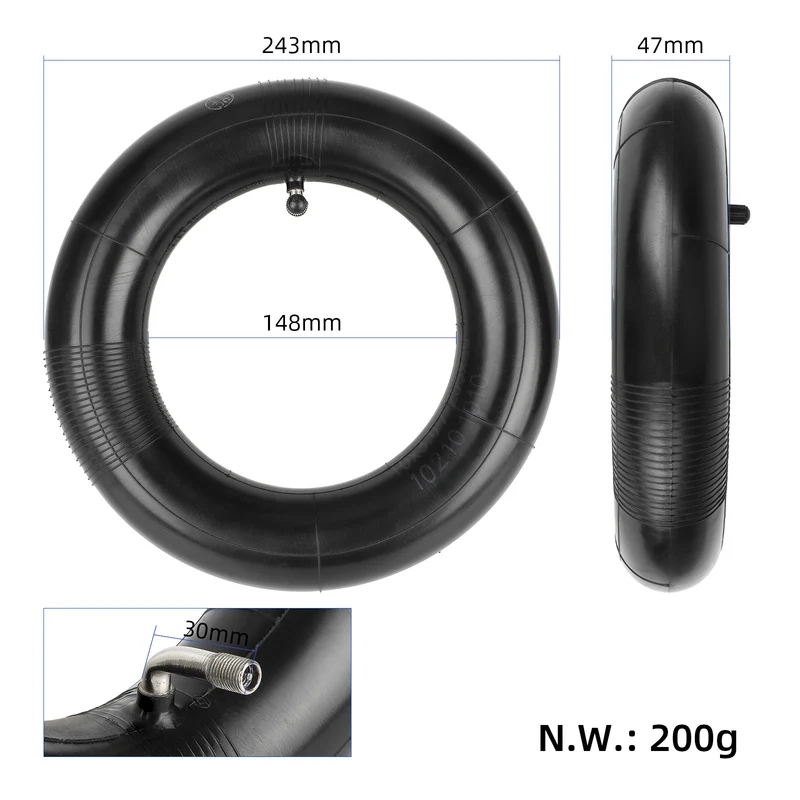 Camera d'aria 255x80/10X3 pollici Valvola curva 90° rinforzata per monopattini elettrici pneumatico 90/65-6.5 80/65-6.5