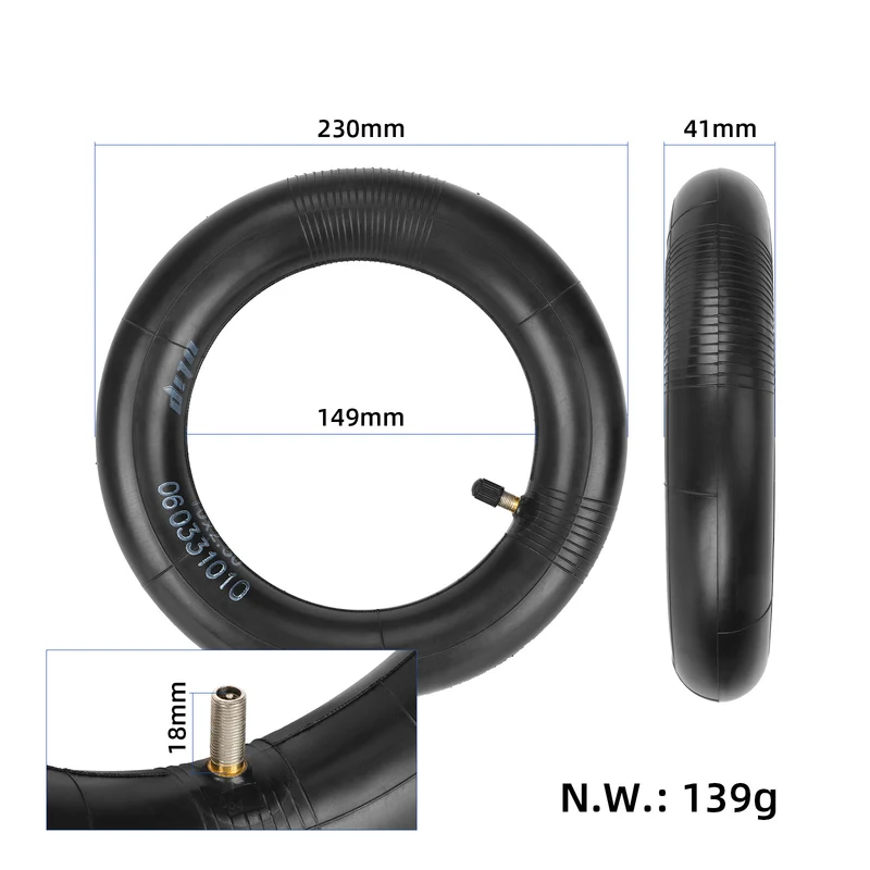 Camera d'aria 10X2.5 pollici Valvola diritta rinforzata per monopattini elettrici