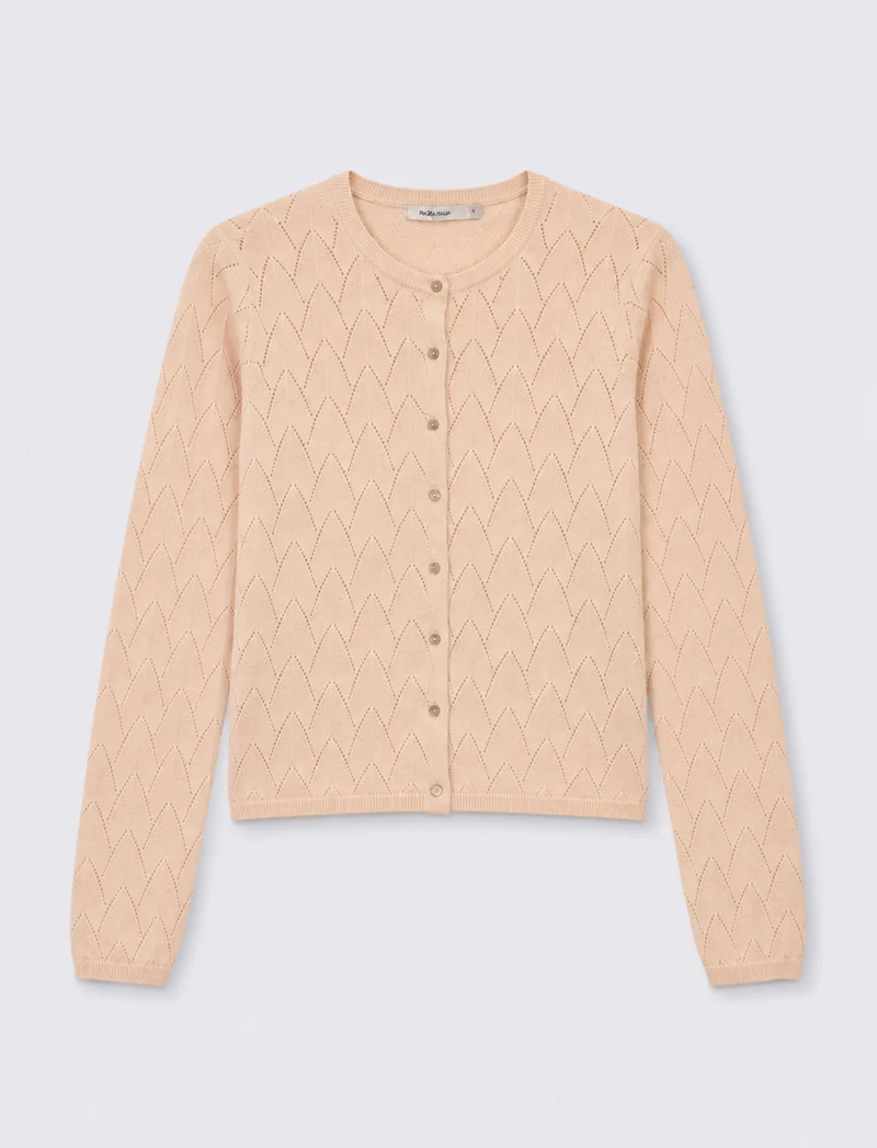 maglia Cardigan basic - Beige ecru