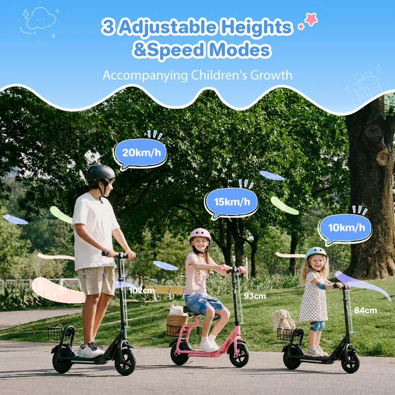 iScooter iK7 2-in-1 Kids E-Scooter with Removable Seat & Basket