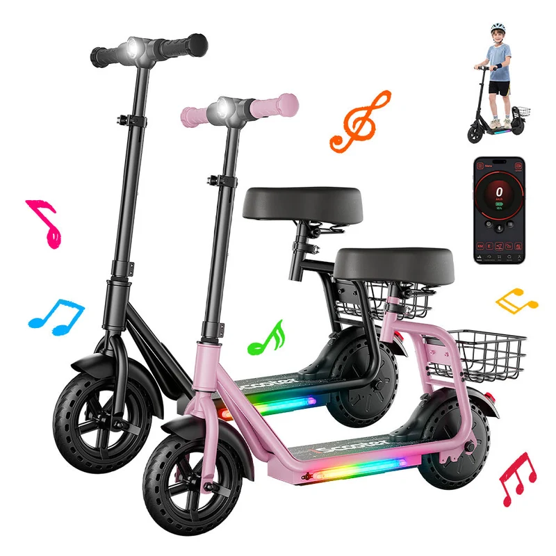 iScooter iK7 2-in-1 Kids E-Scooter with Removable Seat & Basket