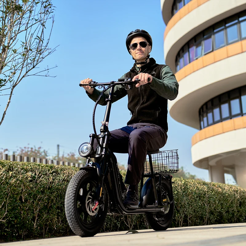 iScooter F7 Seated Electric Scooter - 16" Fat Tires, Detachable Cargo Basket