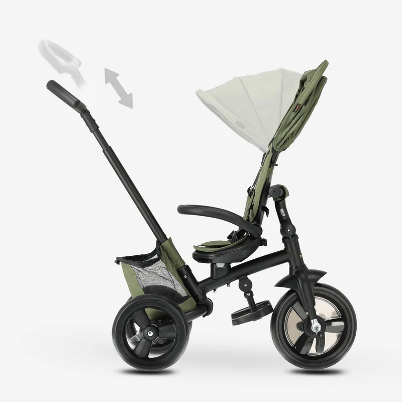 Explorer Luxe, triciclo con manubrio - Pieghevole con cestino verde