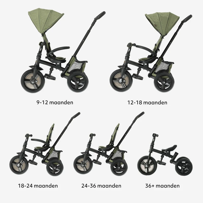 Explorer Luxe, triciclo con manubrio - Pieghevole con cestino verde