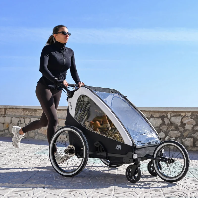 Carrello per bicicletta di lusso V2 - Passeggino da passeggio - Passeggino da corsa Cream
