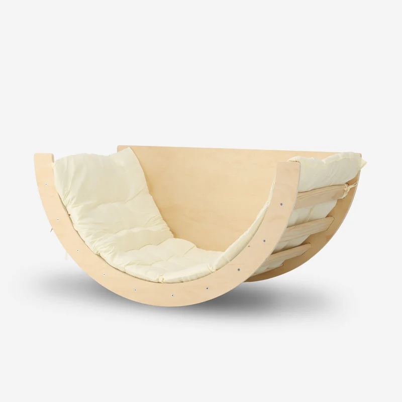 Arco da arrampicata multifunzionale 5 in 1 con cuscino e tavolo da disegno - Legno