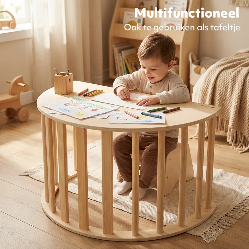 Arco da arrampicata multifunzionale 5 in 1 con cuscino e tavolo da disegno - Legno