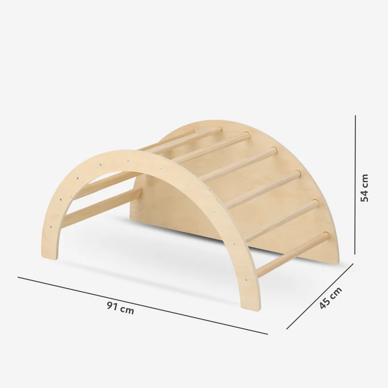 Arco da arrampicata multifunzionale 5 in 1 con cuscino e tavolo da disegno - Legno