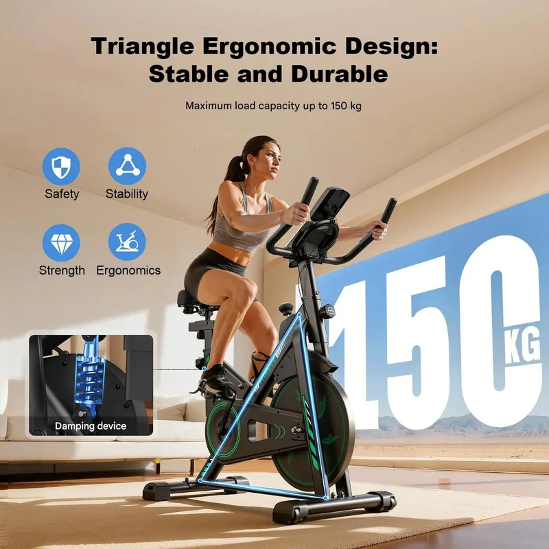 Exercise Bike QK118 with APP & Bluetooth, Adjustable Magnetic Resistance Stationary Bikes