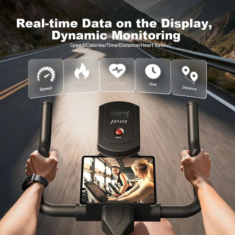 Exercise Bike QK118 with APP & Bluetooth, Adjustable Magnetic Resistance Stationary Bikes