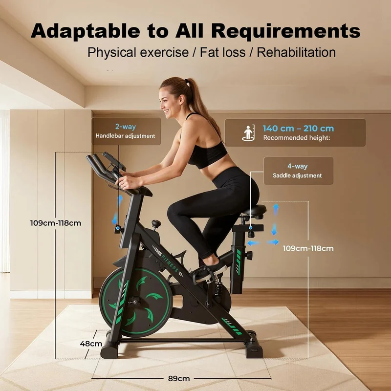 Exercise Bike QK118 with APP & Bluetooth, Adjustable Magnetic Resistance Stationary Bikes