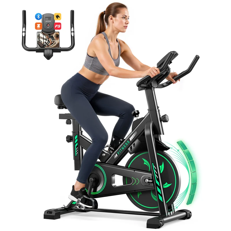 Exercise Bike QK118 with APP & Bluetooth, Adjustable Magnetic Resistance Stationary Bikes