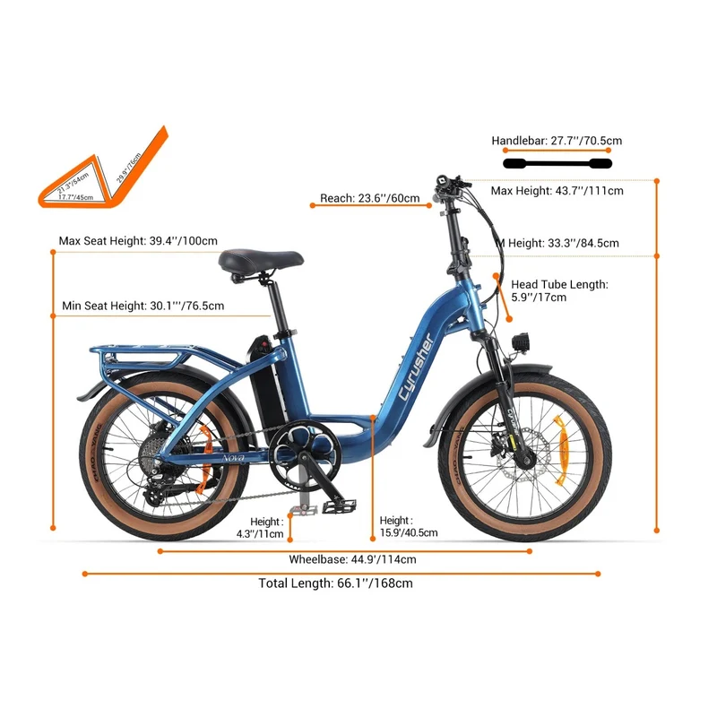 CYRUSHER Nova 20" Step-through Electric Bike 250W Motor 36V 15Ah Battery