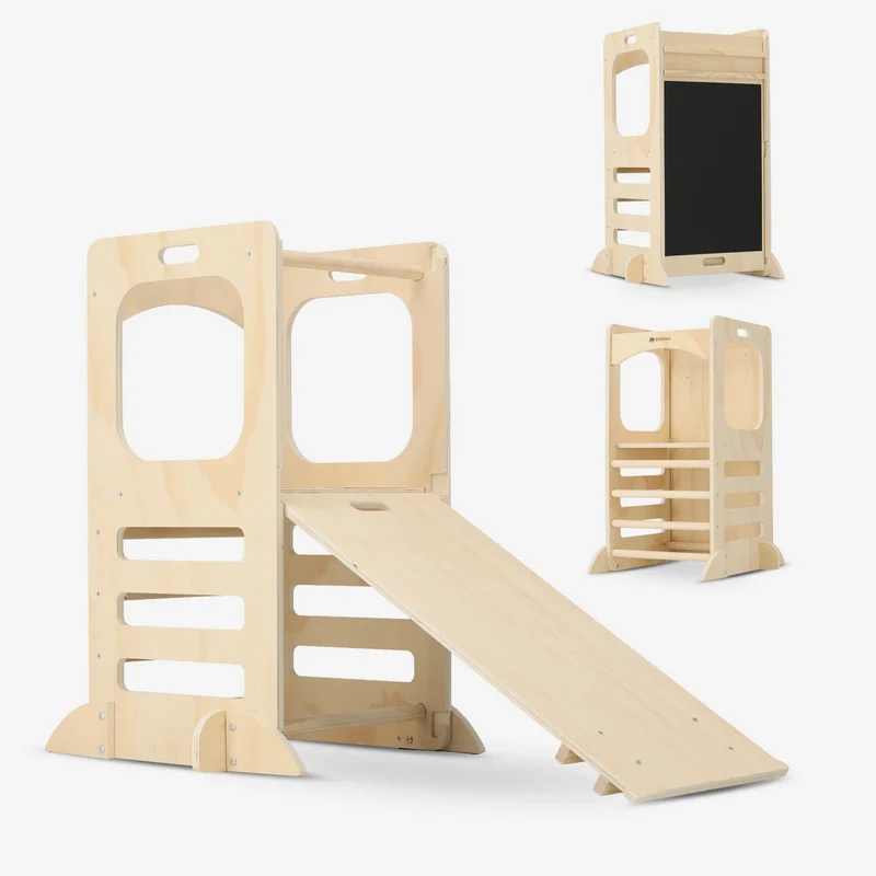 Torre di apprendimento di lusso 4 in 1 - Torre di arrampicata con scivolo e lavagna