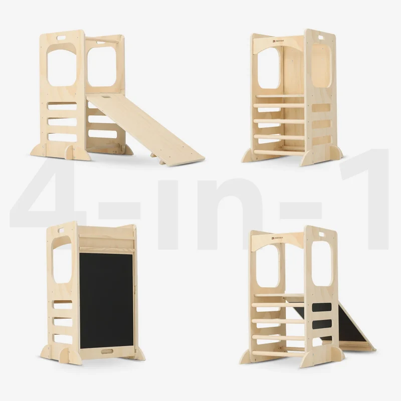 Torre di apprendimento di lusso 4 in 1 - Torre di arrampicata con scivolo e lavagna