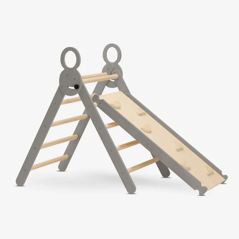 Struttura per arrampicata di lusso XXL - Triangolo, arco per arrampicata e scivolo - Grigio