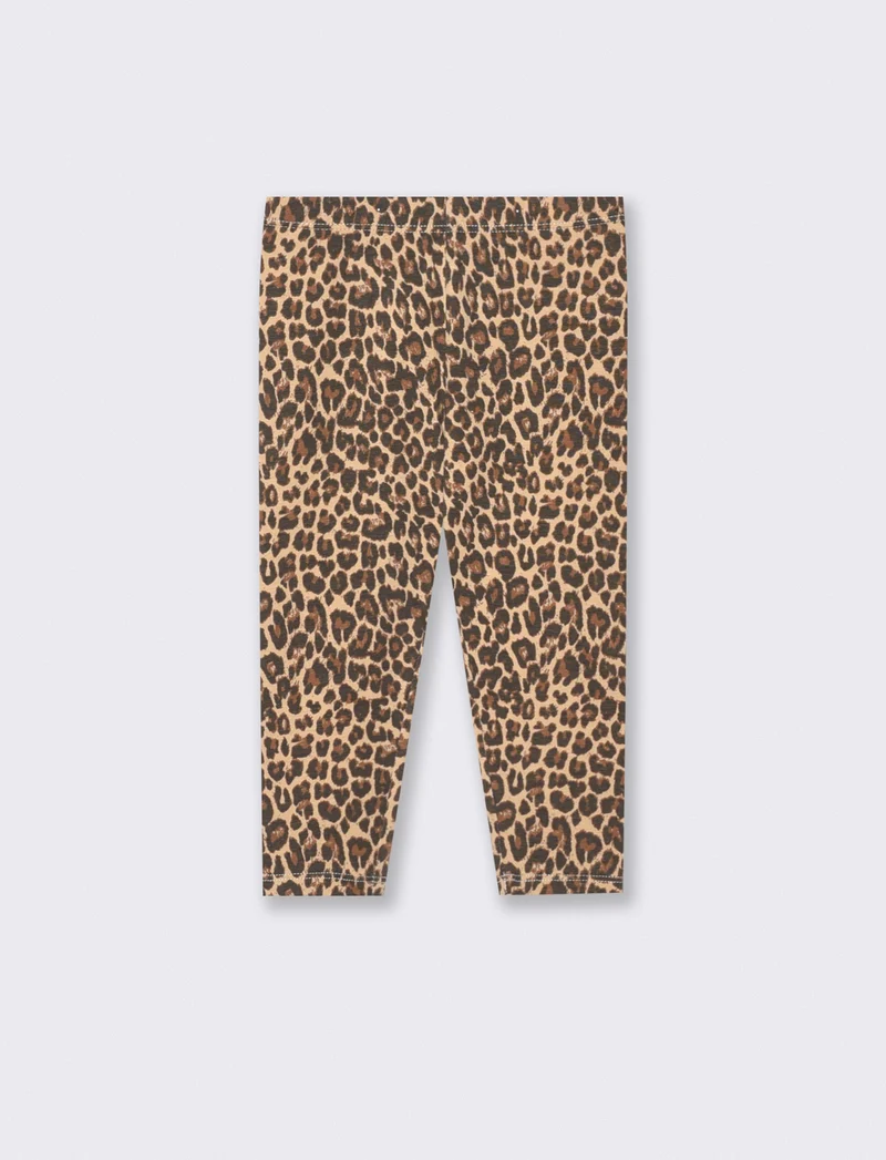 Leggings in cotone elasticizzato e fantasia - Leopardato