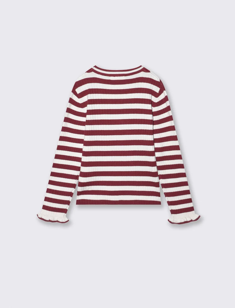 Maglioncino girocollo rigato leggero - Bordeaux