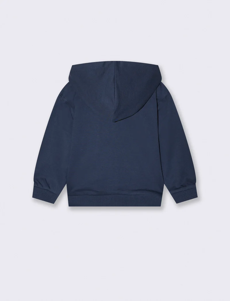 Felpa con zip, cappuccio e tascone - Blu