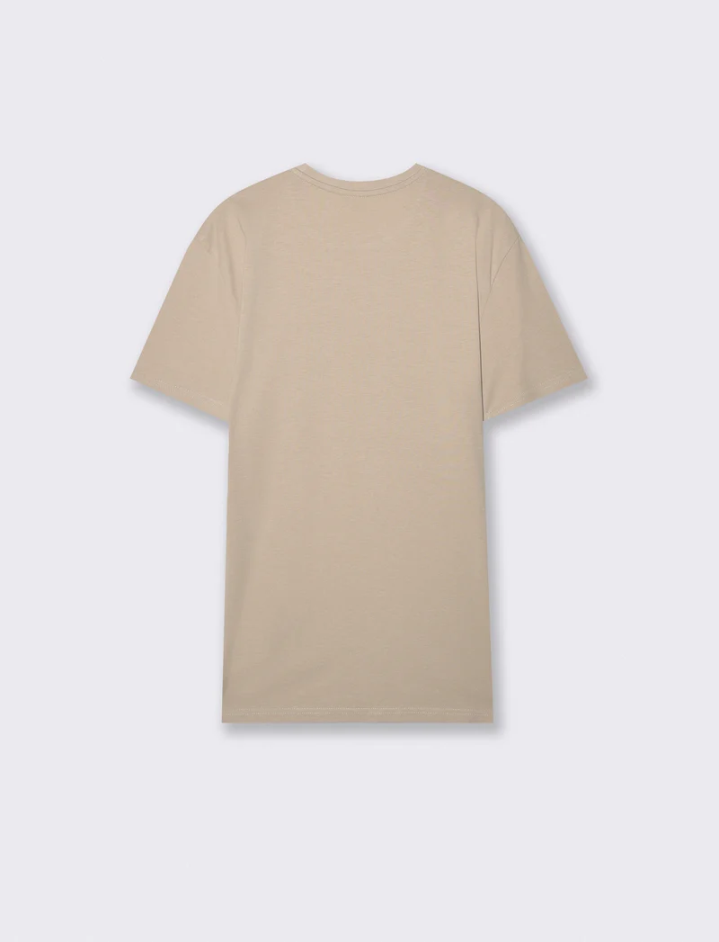 T-shirt girocollo in cotone regular fit - Beige