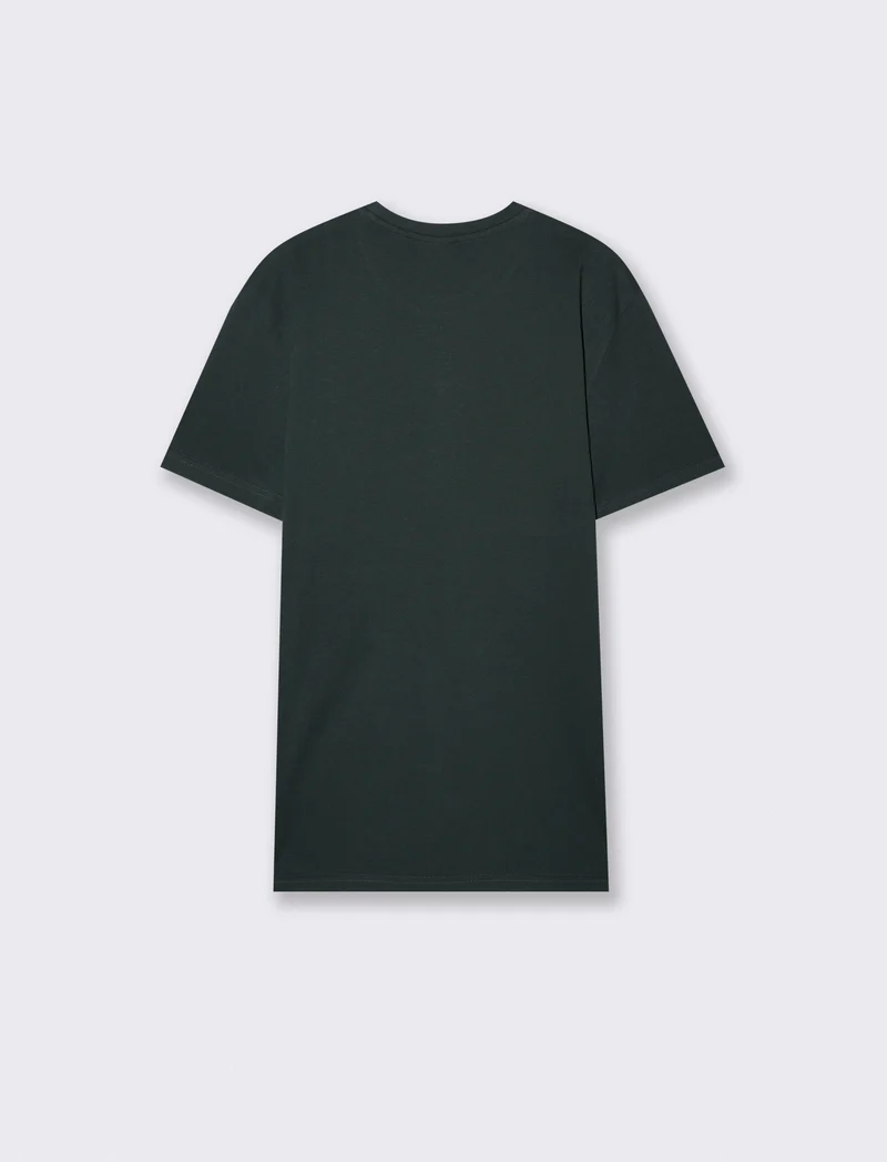 T-shirt girocollo in cotone regular fit - Verde scuro