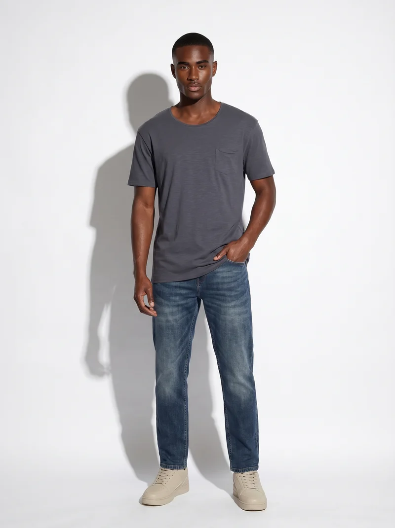 T-shirt cotone slub loose fit con tasca - Avion