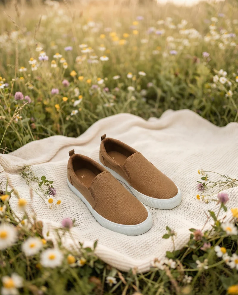 Slip-on in canvas per bambini, due colori - Cammello