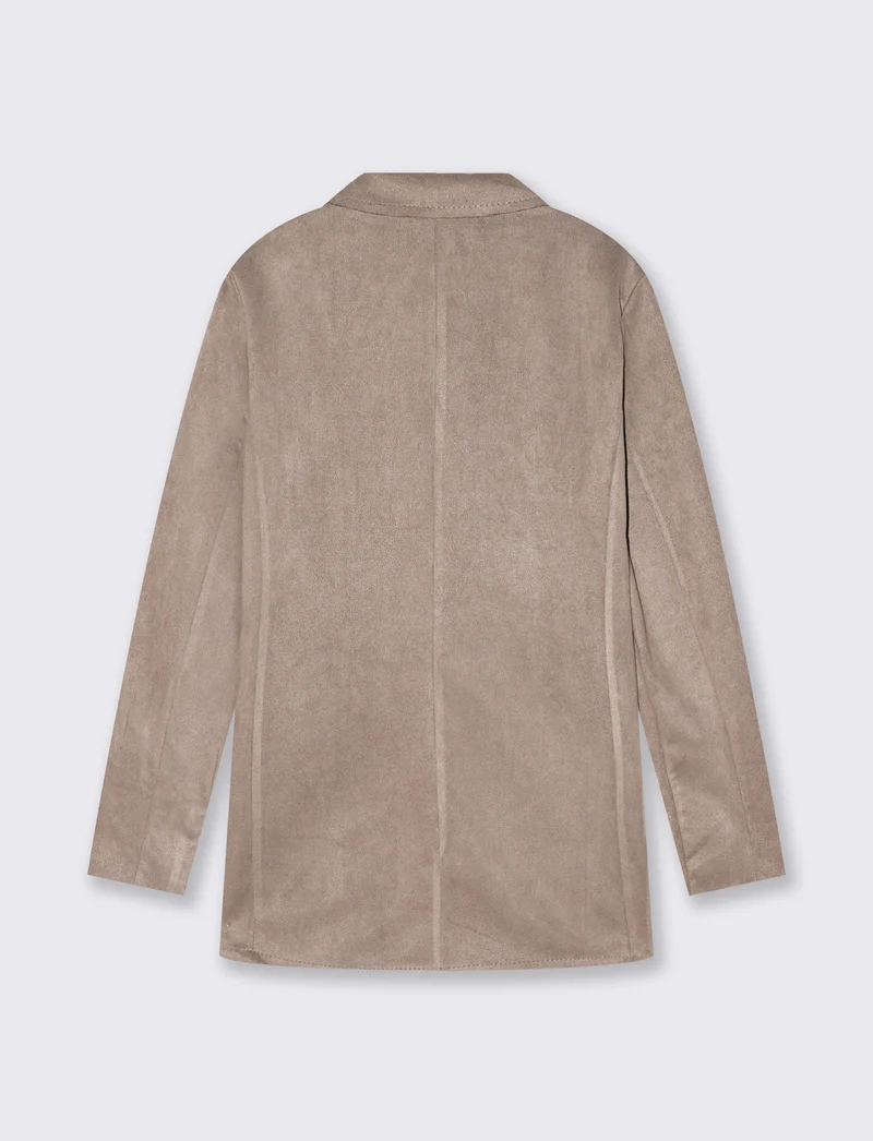 Giacca monopetto in suede - Grigio fango