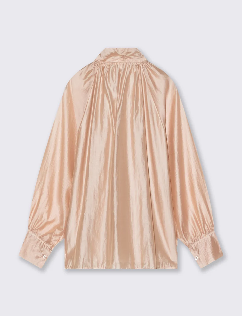 Casacca leggera con fiocco al collo - Beige champagne