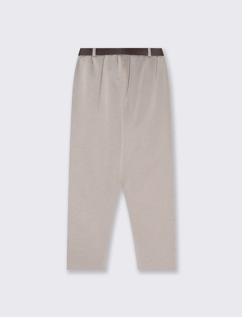 Pantalone in maglia con cintura elegante - Grigio fango