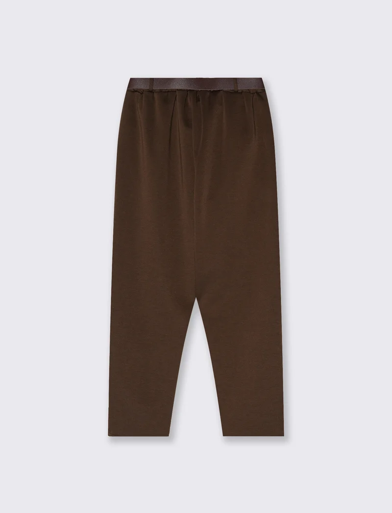 Pantalone in maglia con cintura elegante - Moro