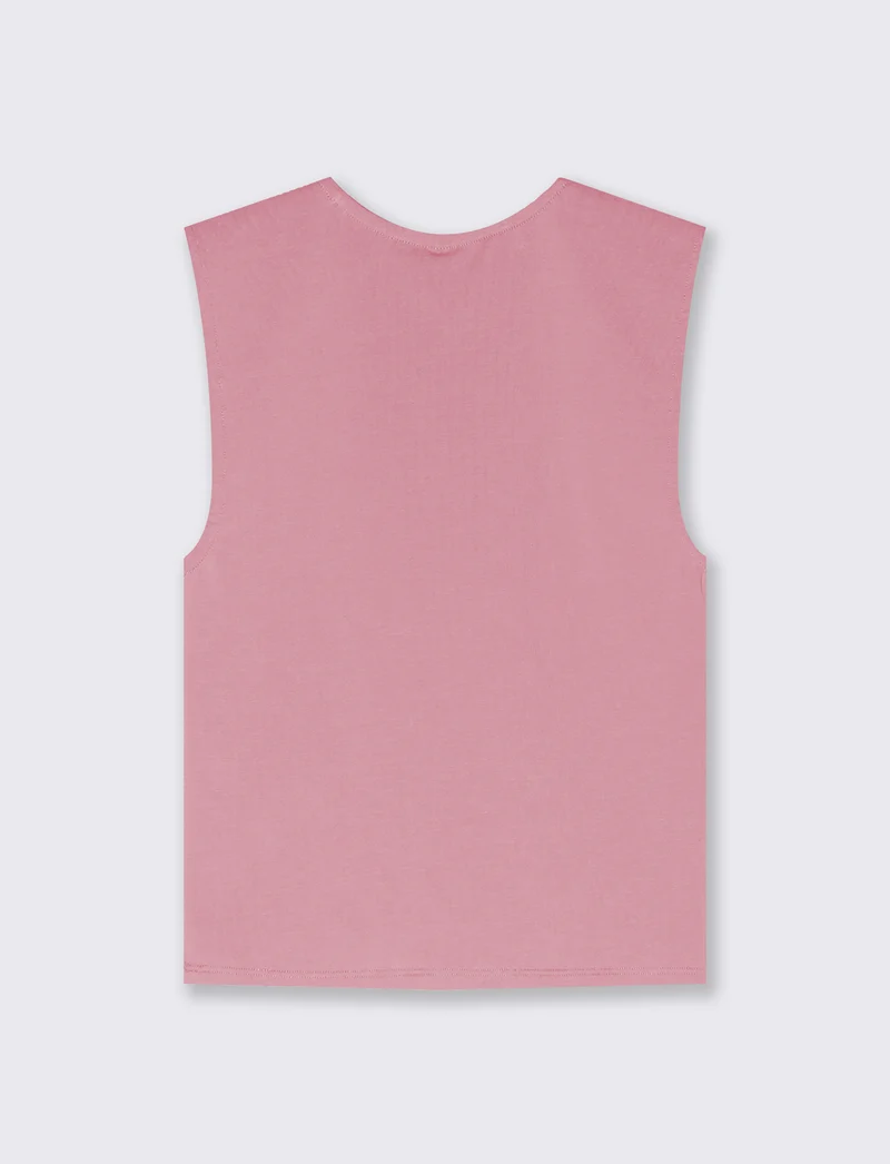 Top Smanicato Aderente Elegante - Rosa
