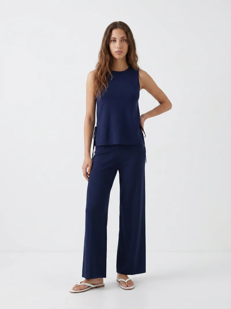 Blusa Smanicata con Sacchi e Laccetti - Blu