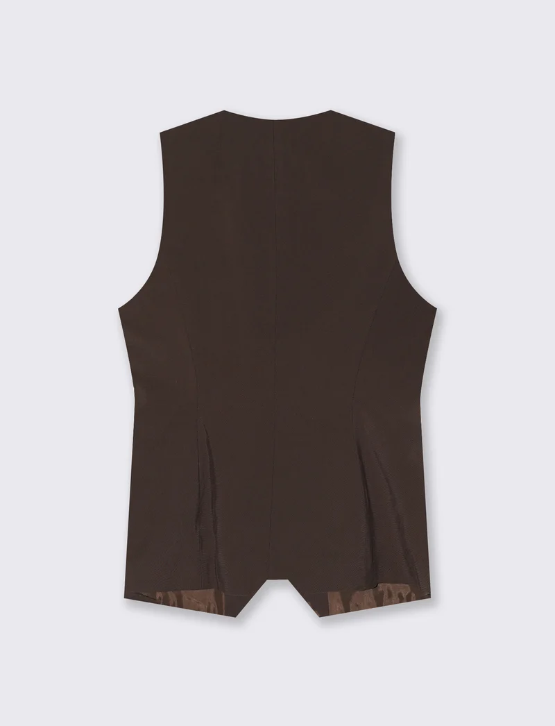 Gilet Lungo Foderato - Moro