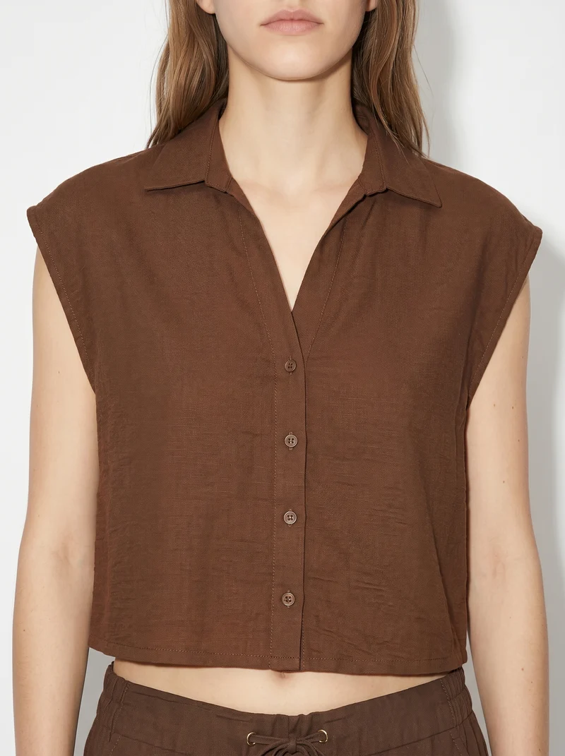 Camicia Manica Corta con Piega - Marrone cioccolato